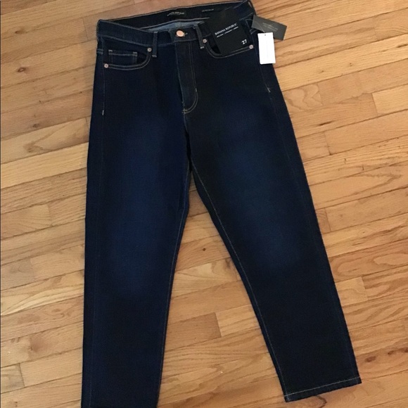 NWT BANANA REPUBLIC STRAIGHT LEG LOW STRETCH SOFT MID RISE JEANS - DARK RINSE - Picture 4 of 11